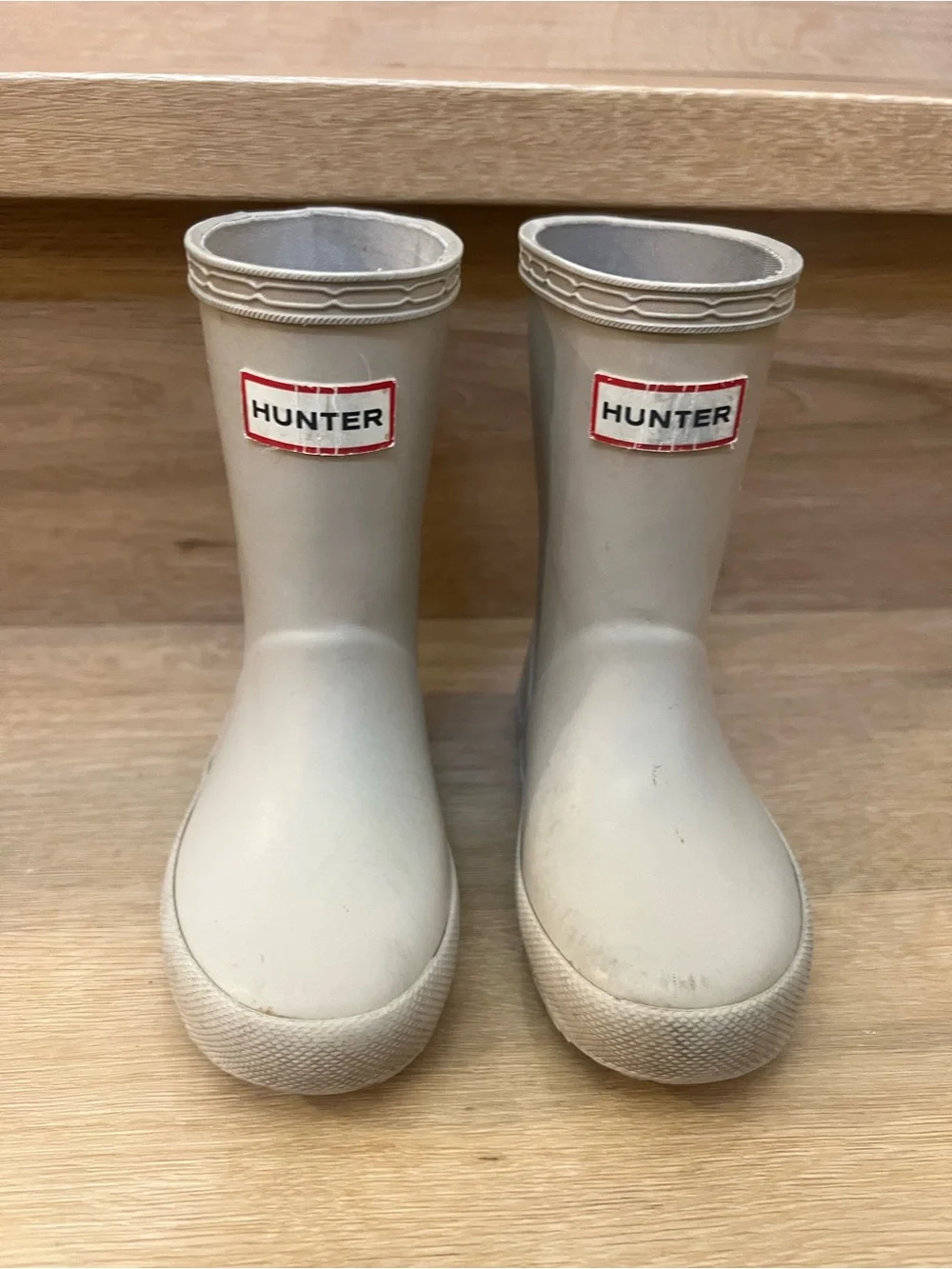 Hunter first classic nebula Kids Light pale gold Rain Boots with Red Logo